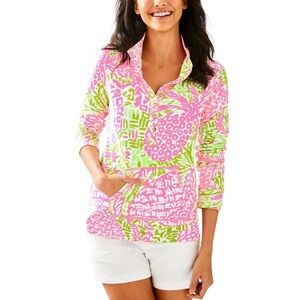 Lilly Pulitzer mock neck upf 50 captain popover long sleeve sweatshirt pink